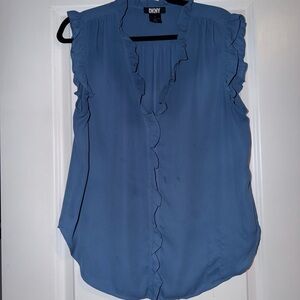 DKNY Women's Soft Blue Ruffle Blouse
